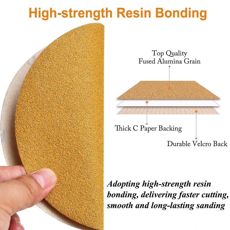 Aiyard 6-Inch No-Hole Hook and Loop Sanding Discs 400-Grit, Random Orbital Sandpaper for Automotive and Woodworking, 100-Pack - Image 3